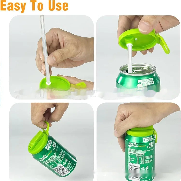 LidSnap™ Soda Can Lid + Straw